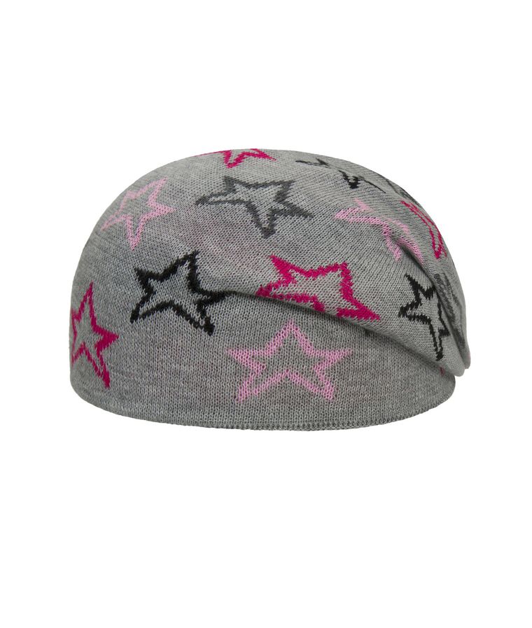 Czapka dziewczęca, dwustronna, szara, gwiazdki, Döll