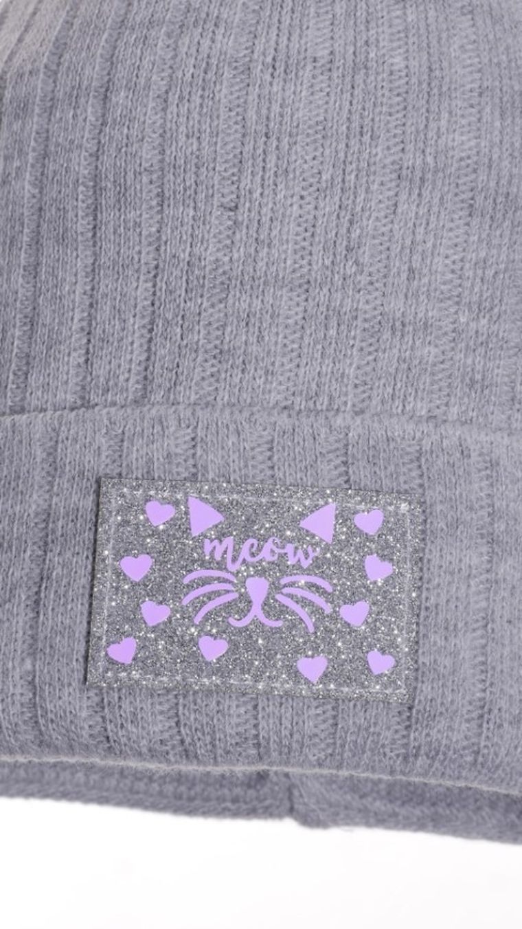 Czapka dziewczęca, jasnoszara, Ambra