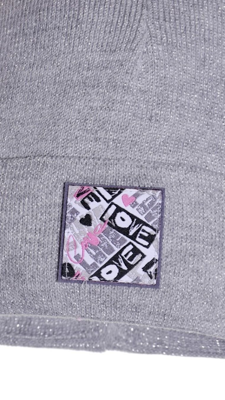 Czapka dziewczęca, jasnoszara, Ambra