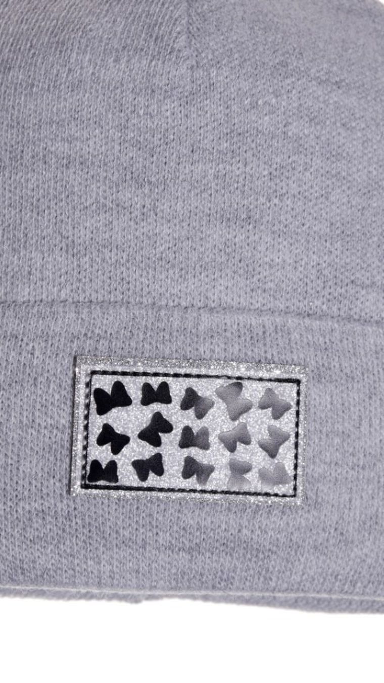 Czapka dziewczęca, jasnoszara, Ambra