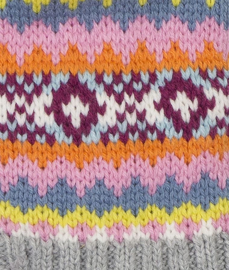 Czapka dziewczęca, kolorowe wzory, pompon, Döll