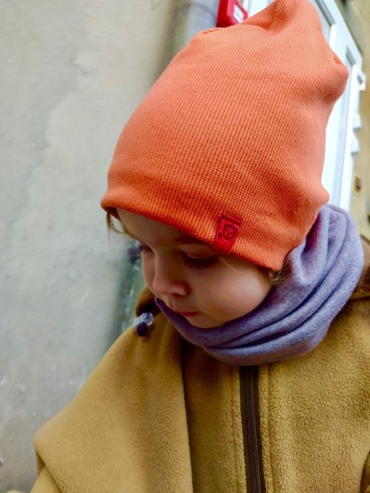 Czapka dziewczęca, pomarańczowa, smerfetka, Iltom