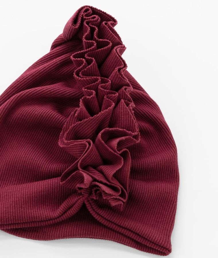 Czapka dziewczęca, prążkowana, bordowa, Iltom