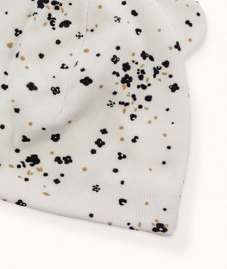 Czapka dziewczęca, prążkowana, ecru, Iltom