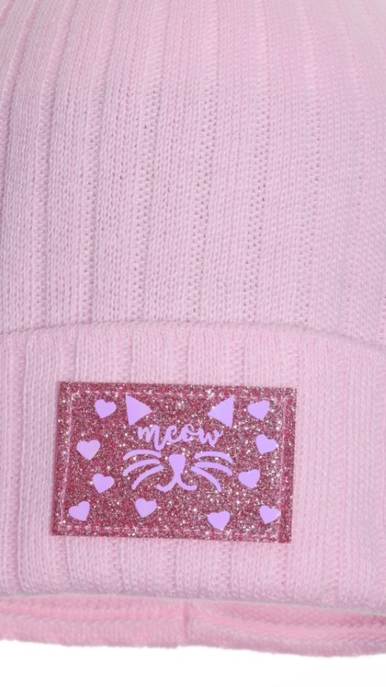 Czapka dziewczęca, różowa, Ambra