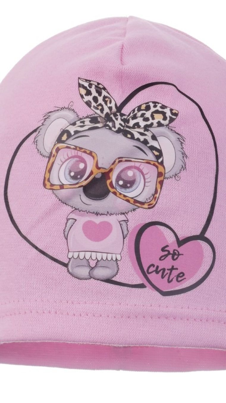 Czapka dziewczęca, różowa, Ambra