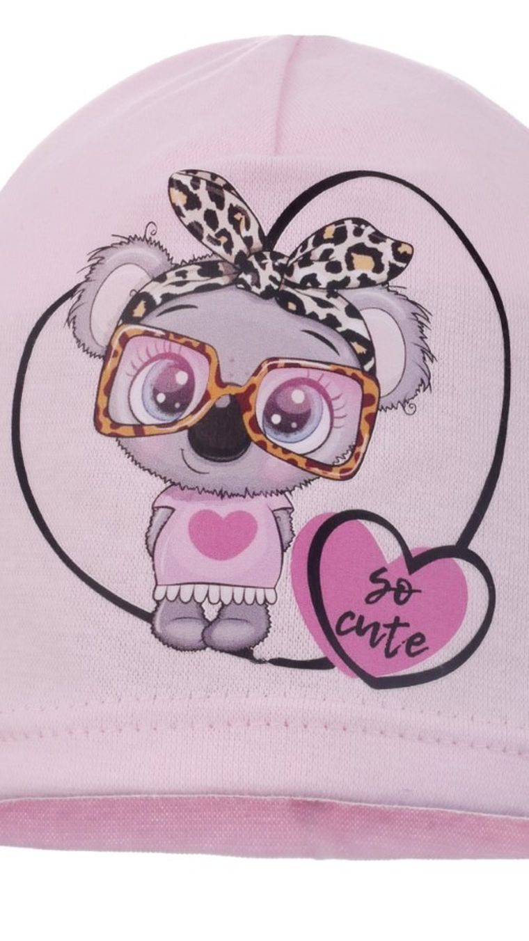 Czapka dziewczęca, różowa, Ambra