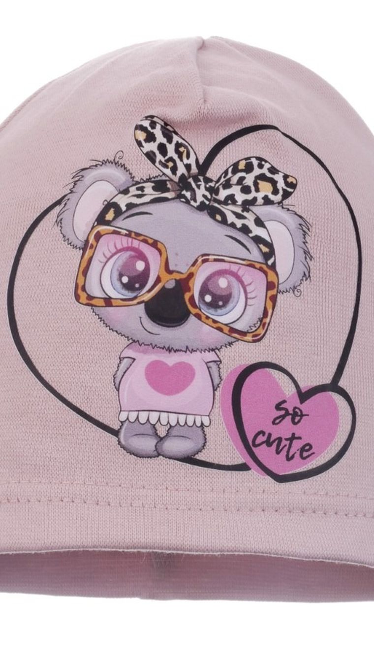 Czapka dziewczęca, różowa, Ambra