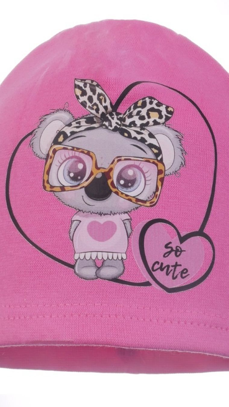 Czapka dziewczęca, różowa, Ambra