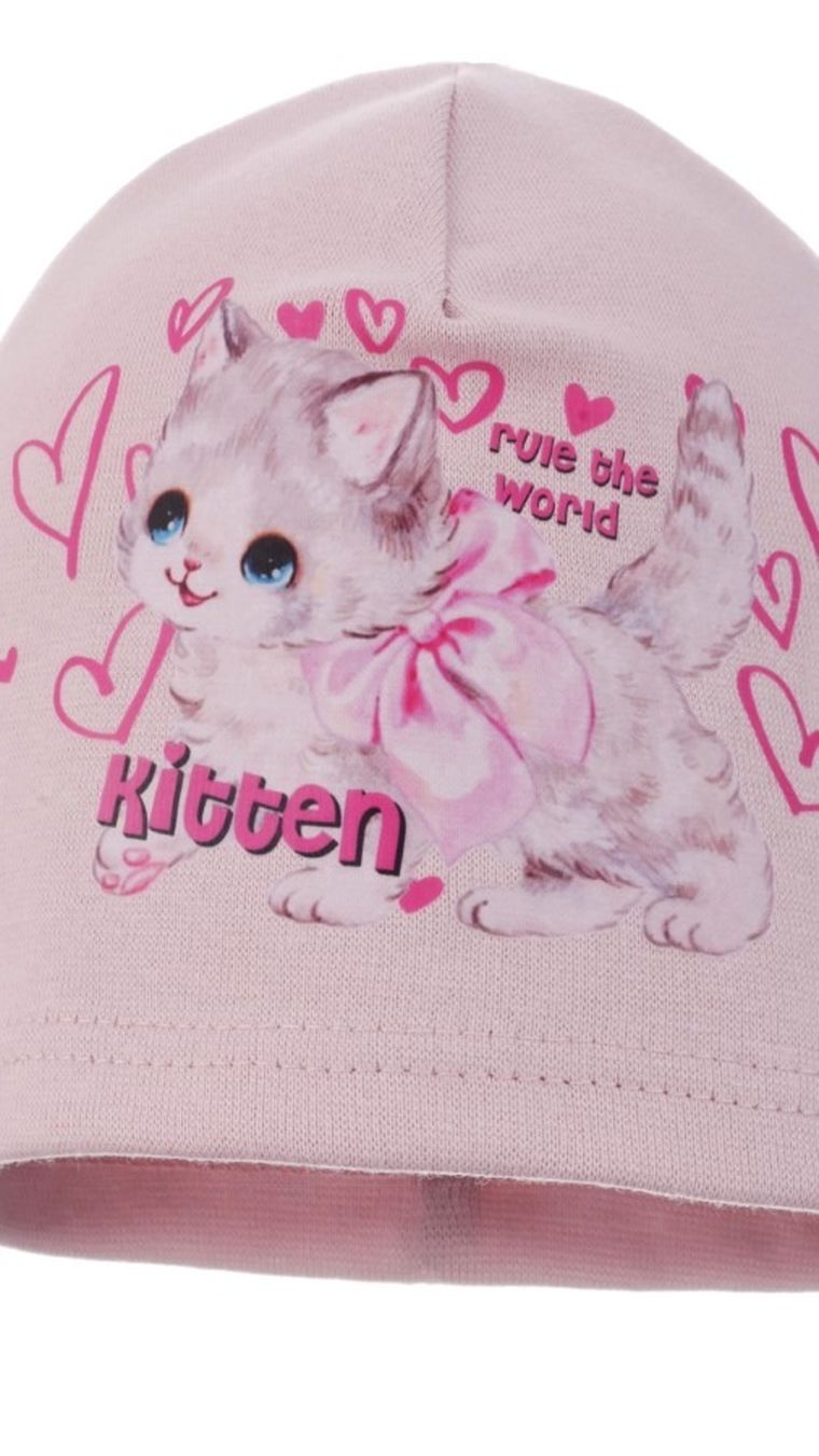 Czapka dziewczęca, różowa, Ambra