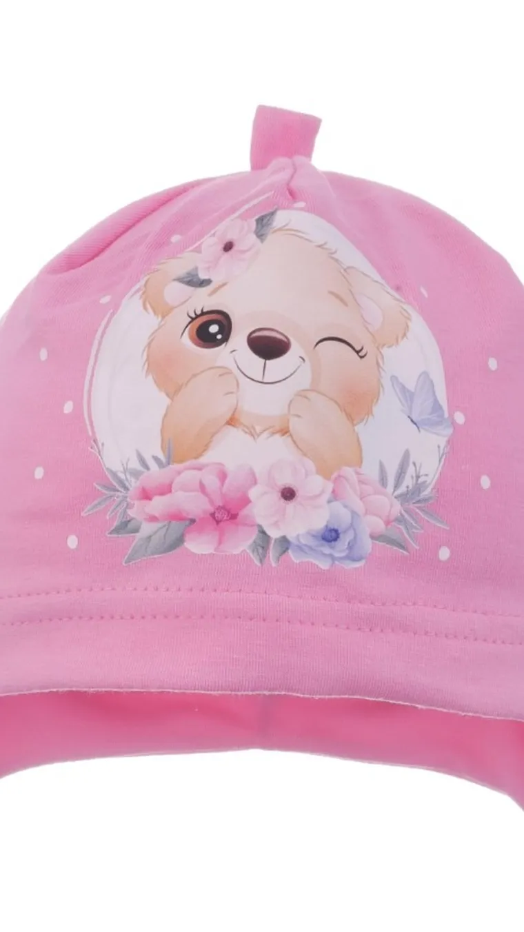Czapka dziewczęca, różowa, Ambra
