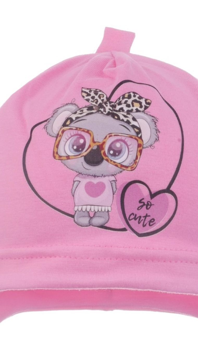 Czapka dziewczęca, różowa, Ambra