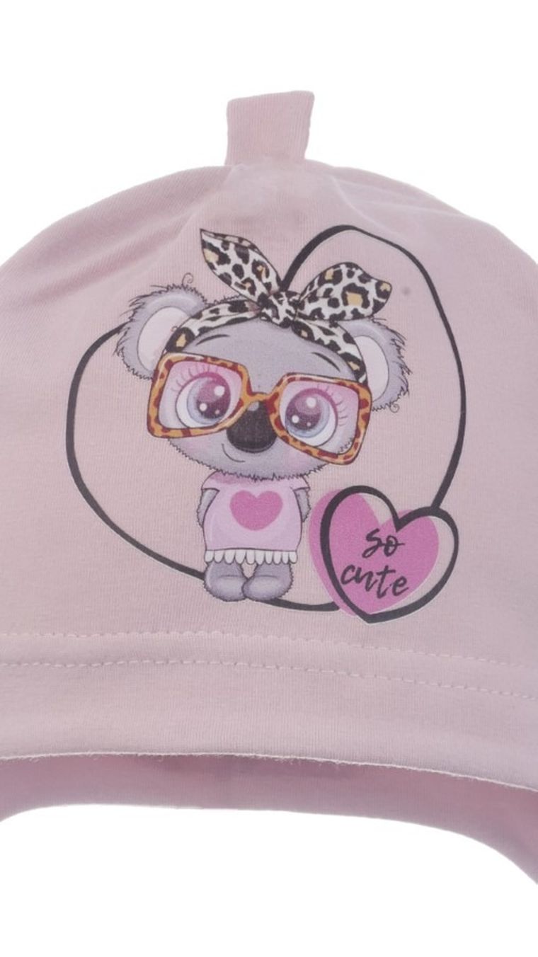 Czapka dziewczęca, różowa, Ambra