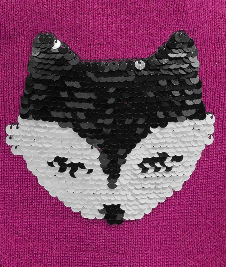 Czapka dziewczęca, różowa, dwustronne cekiny, lis, Döll