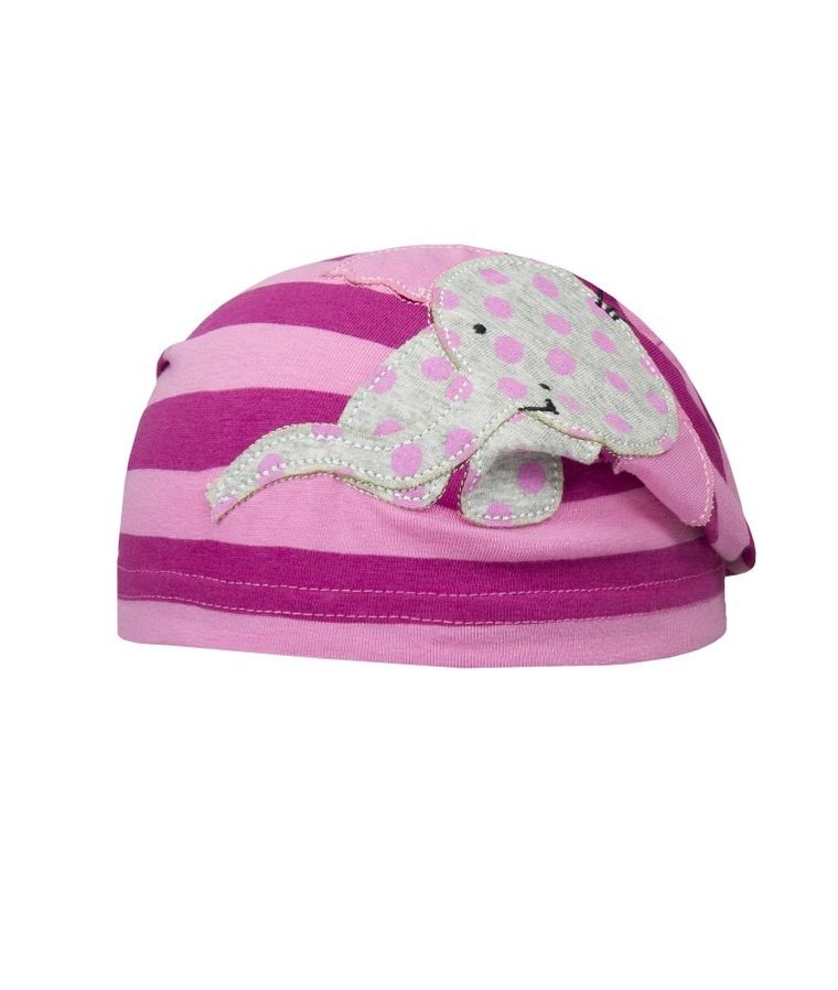 Czapka dziewczęca, różowa, paski, słonik, Döll