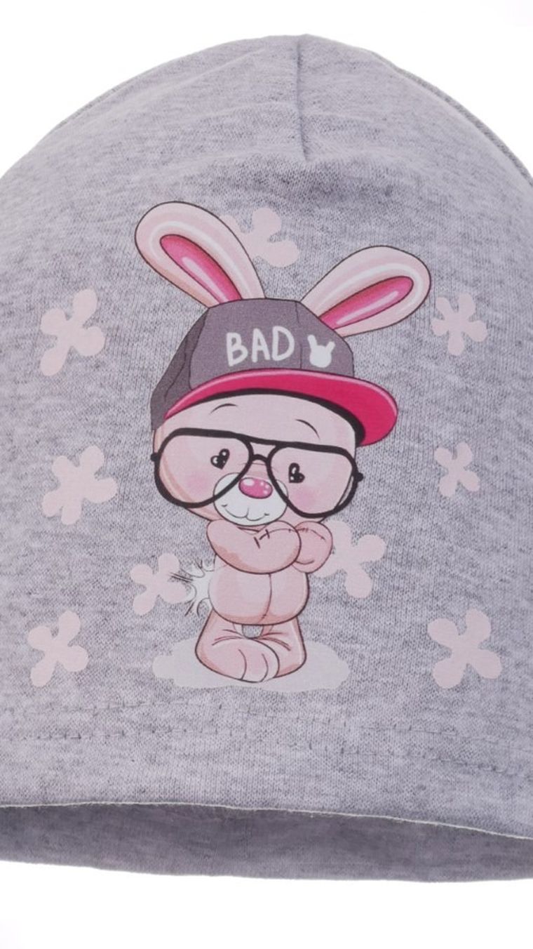 Czapka dziewczęca, szara, Ambra