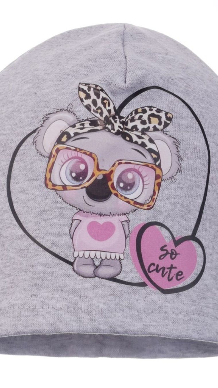 Czapka dziewczęca, szara, Ambra