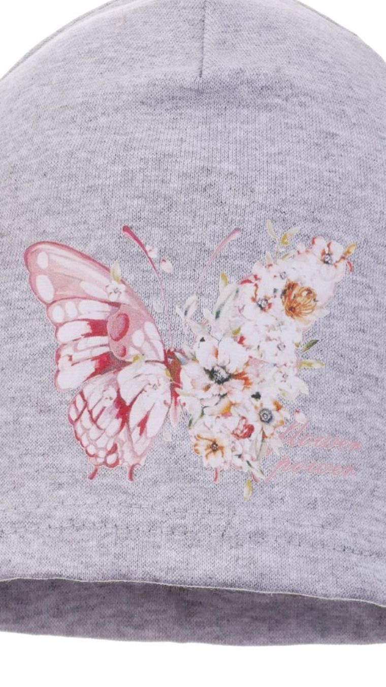 Czapka dziewczęca, szara, Ambra