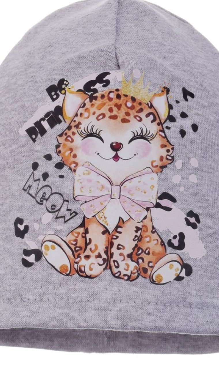 Czapka dziewczęca, szara, Ambra