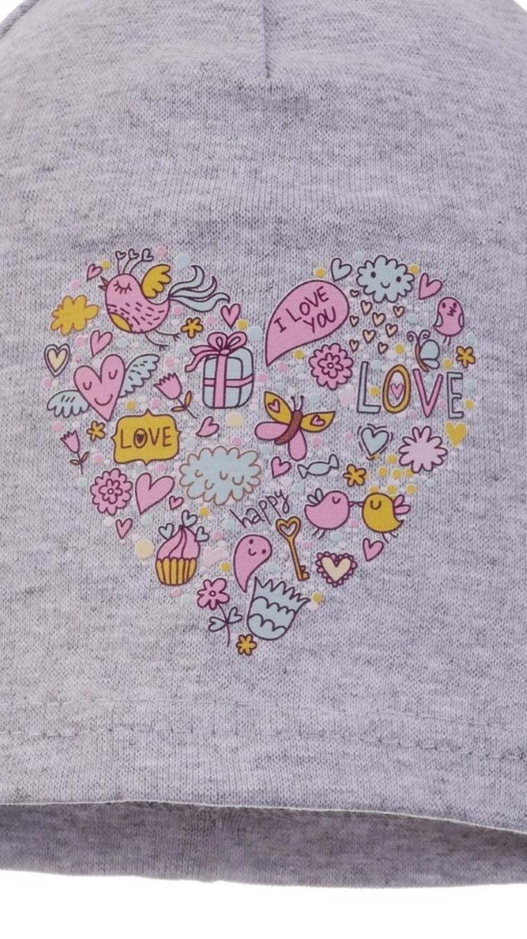 Czapka dziewczęca, szara, Ambra