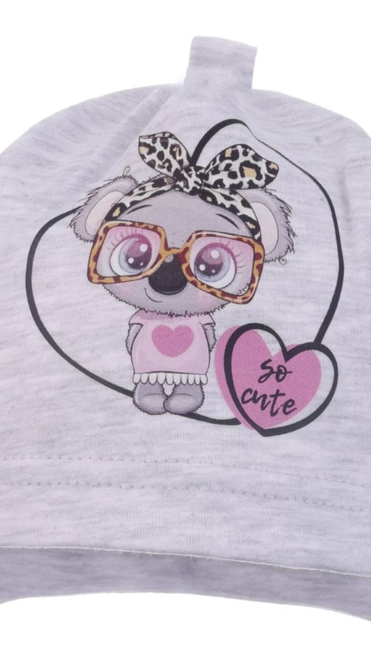 Czapka dziewczęca, szara, Ambra