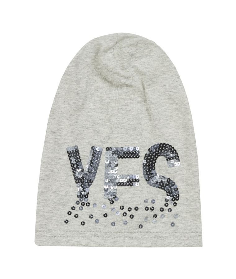 Czapka dziewczęca, szara, cekiny, Yes, Döll