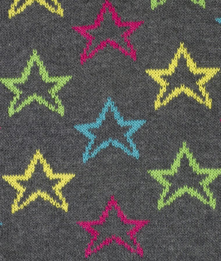 Czapka dziewczęca, szara, gwiazdki, pompon, Döll