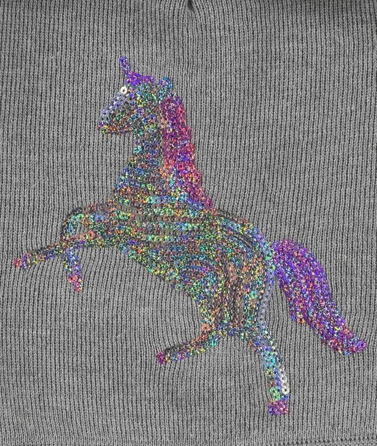 Czapka dziewczęca, szara, jednorożec, Döll