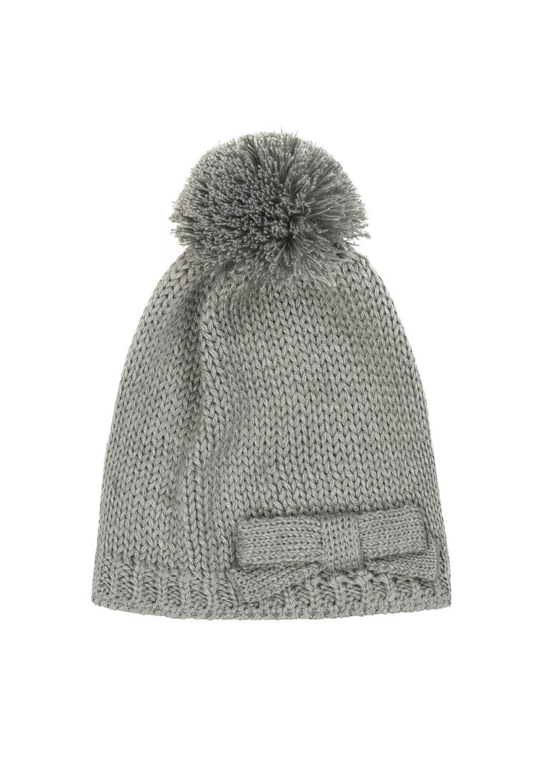 Czapka dziewczęca, szara, kokardka, Döll