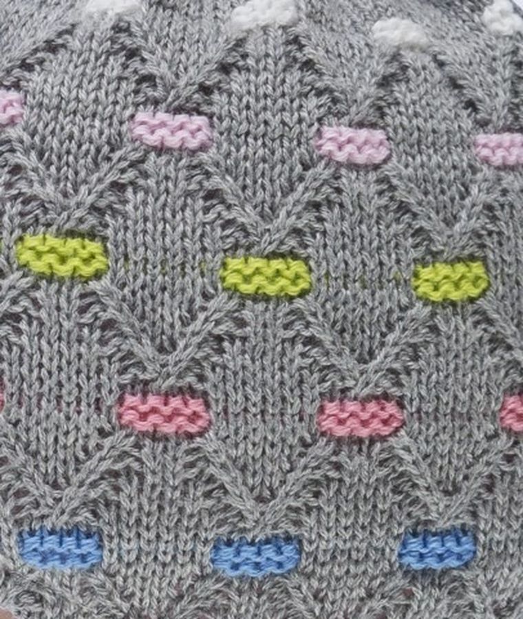 Czapka dziewczęca, szara, pompon, Döll