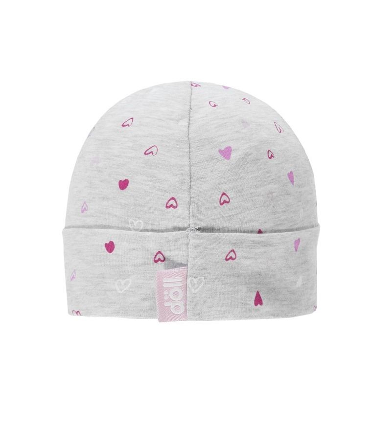 Czapka dziewczęca, szara, serduszka, Döll