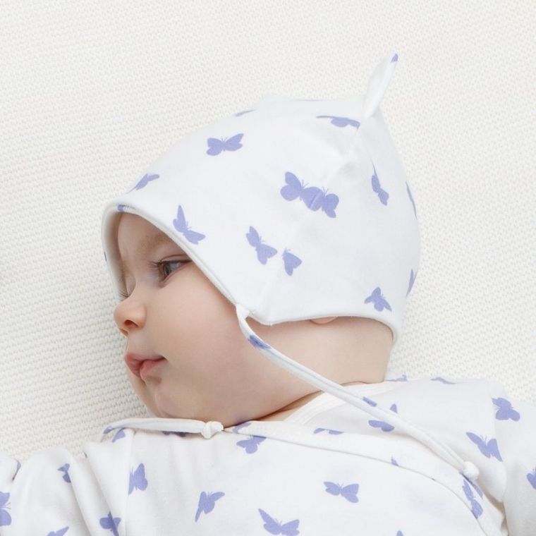 Czapka dziewczęca, wiązana, ecru, Pinokio