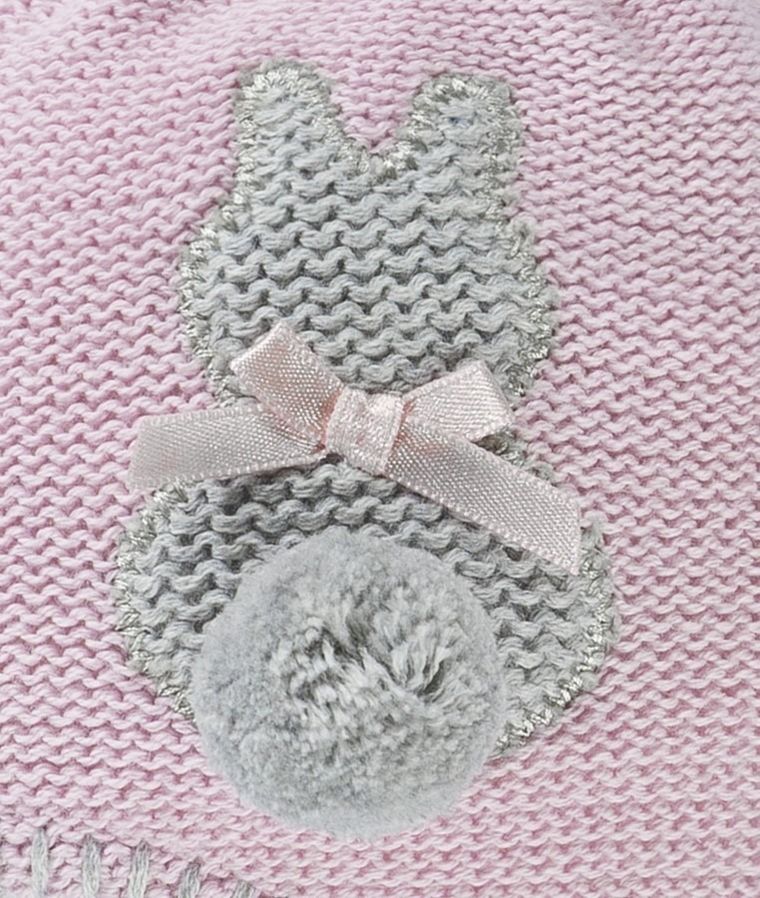 Czapka dziewczęca, wiązana, jasnoróżowa, królik, Döll