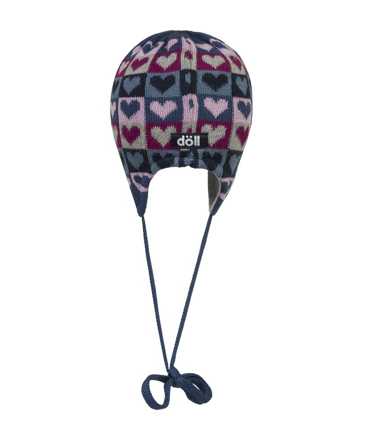 Czapka dziewczęca, wiązana, mix, serca, Döll