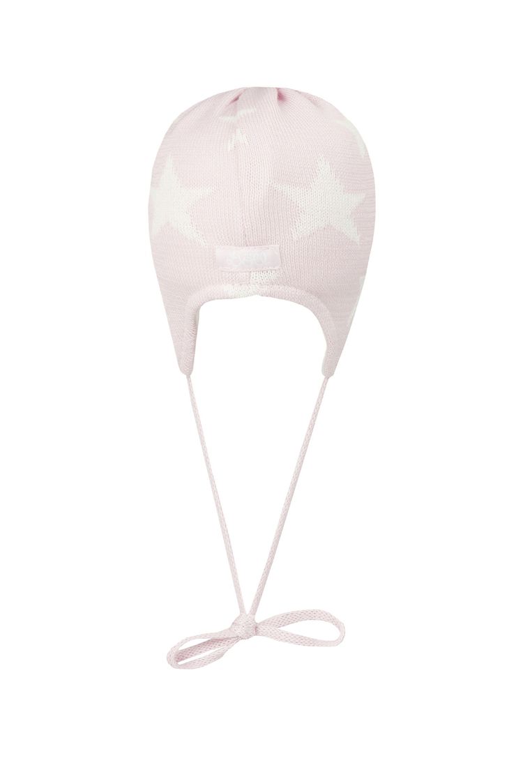 Czapka dziewczęca, wiązana, różowa, gwiazdy, Döll