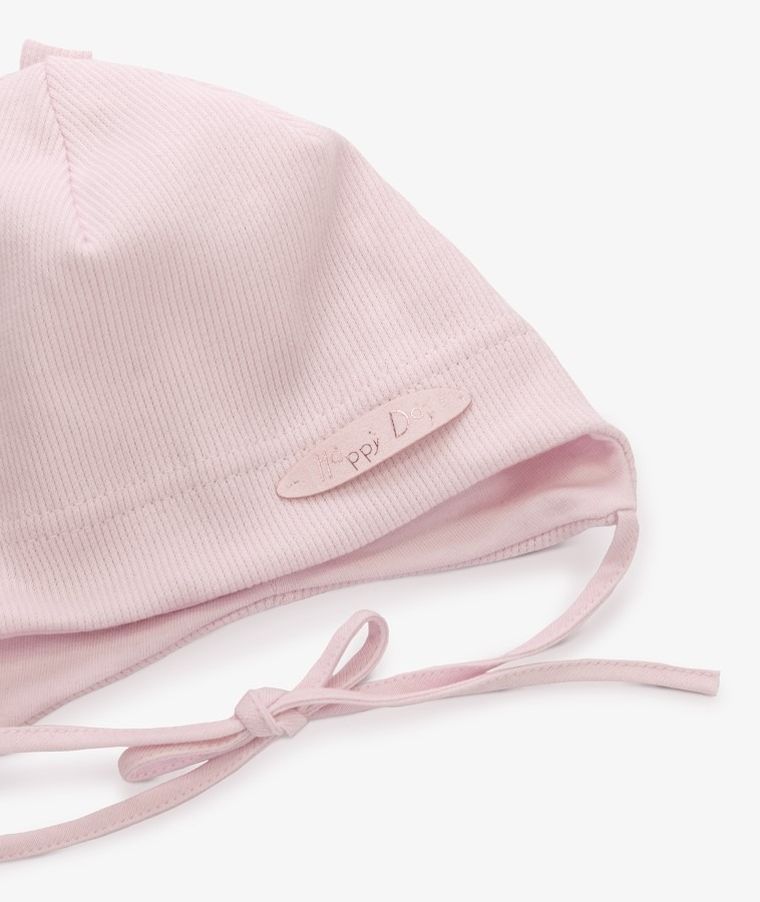 Czapka dziewczęca, wiązana, różowa, Iltom