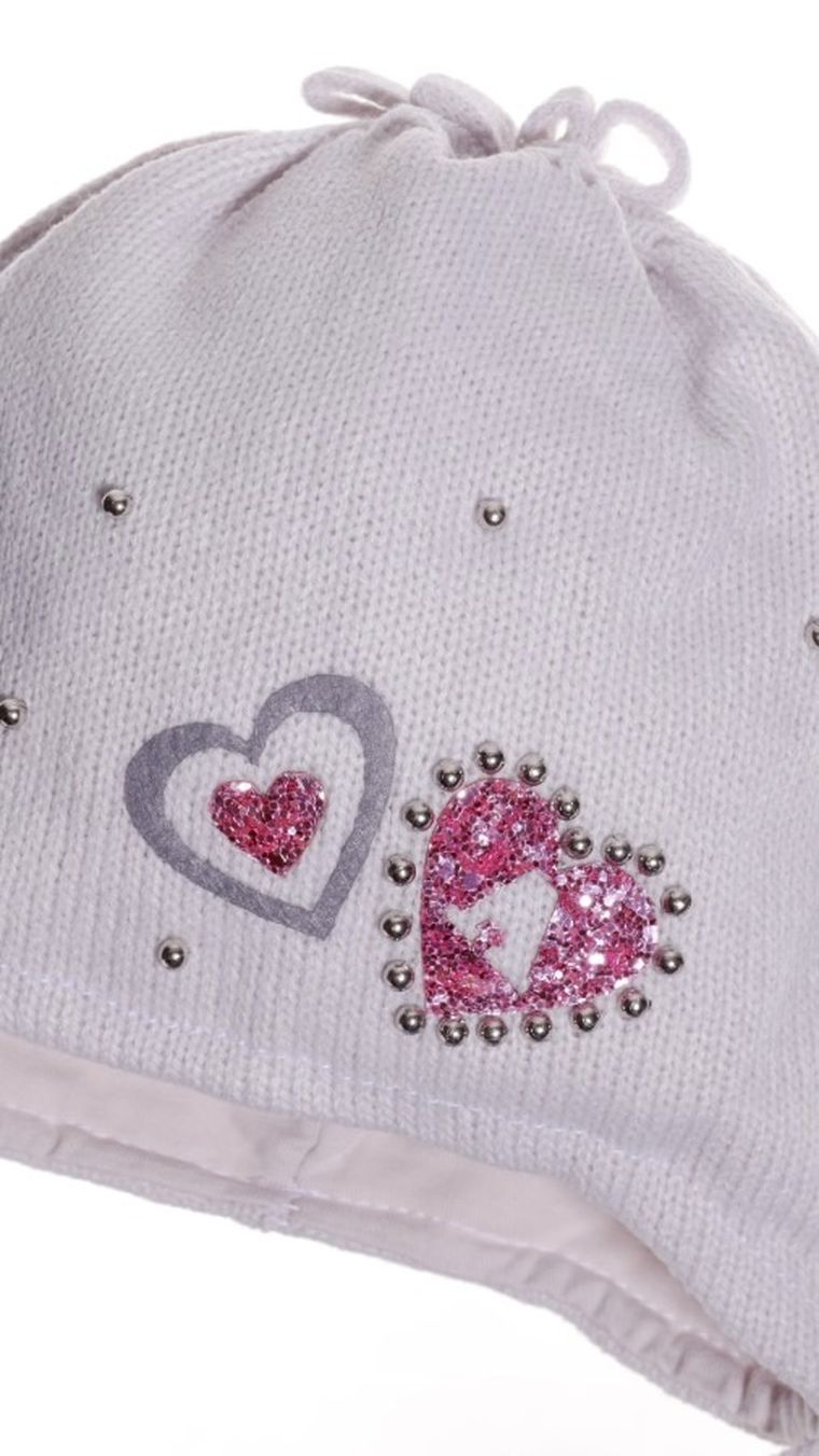 Czapka dziewczęca, wiązana, szara, Ambra