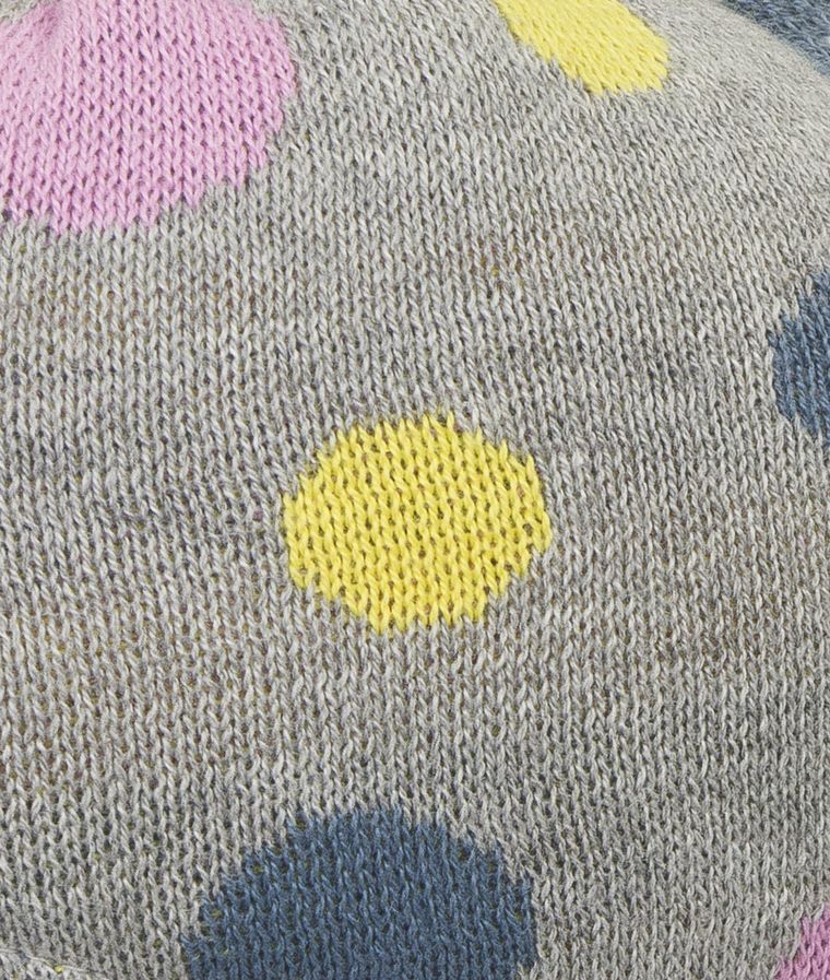 Czapka dziewczęca, wiązana, szara, grochy, Döll