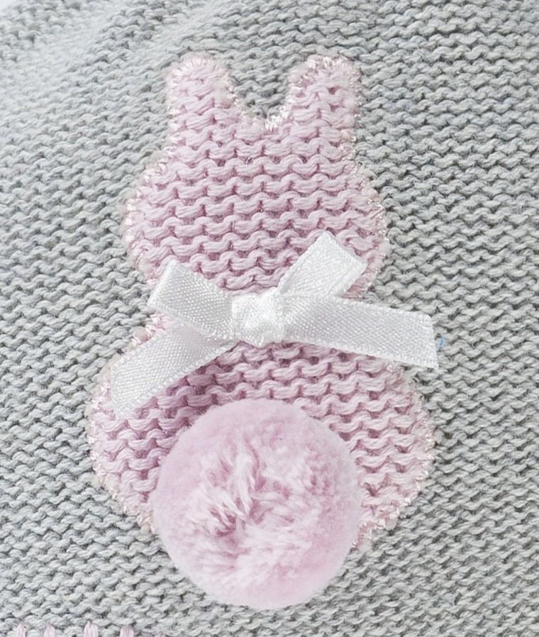 Czapka dziewczęca, wiązana, szara, królik, Döll