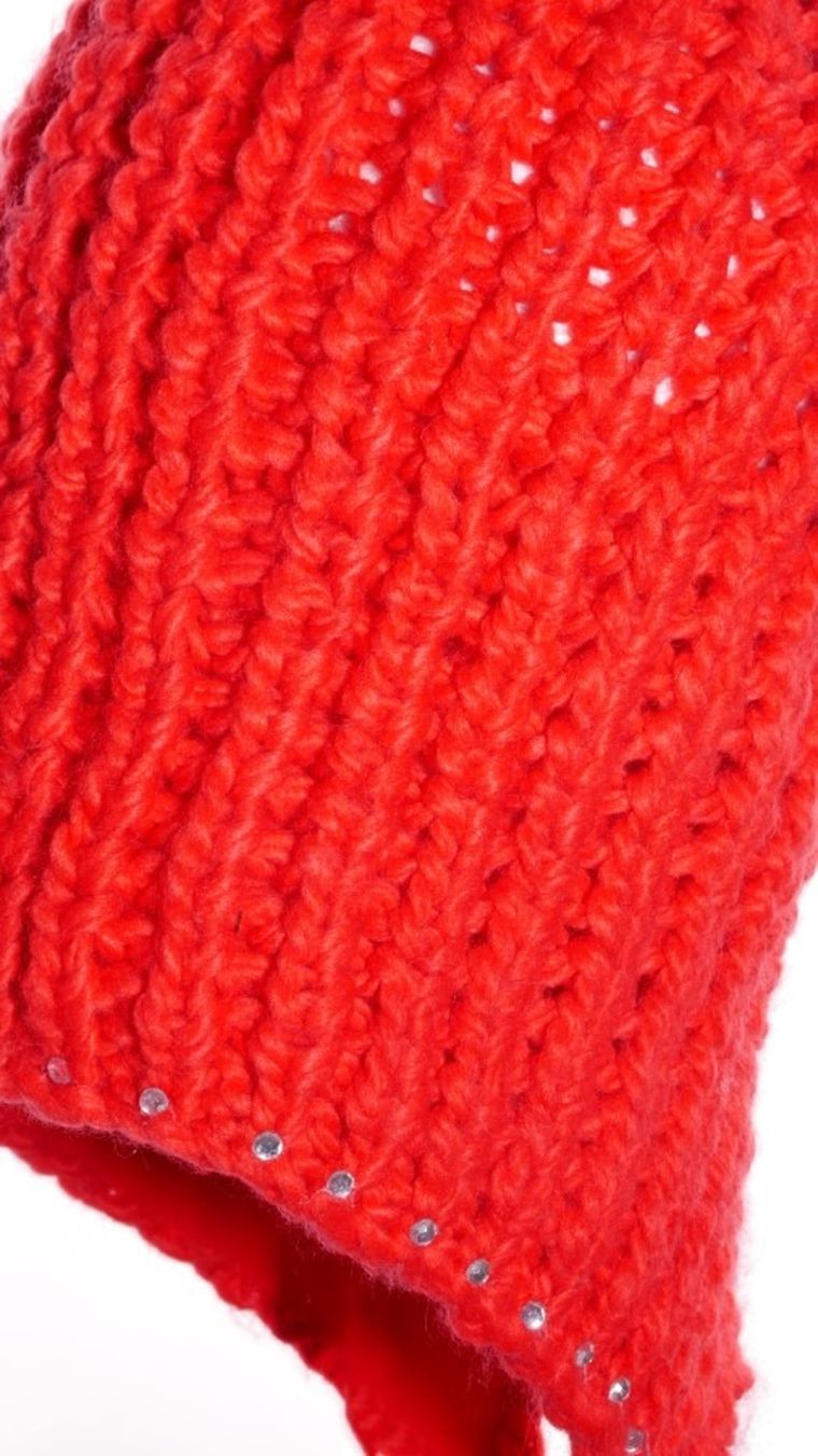 Czapka dziewczęca z pomponami, czerwona, Ambra