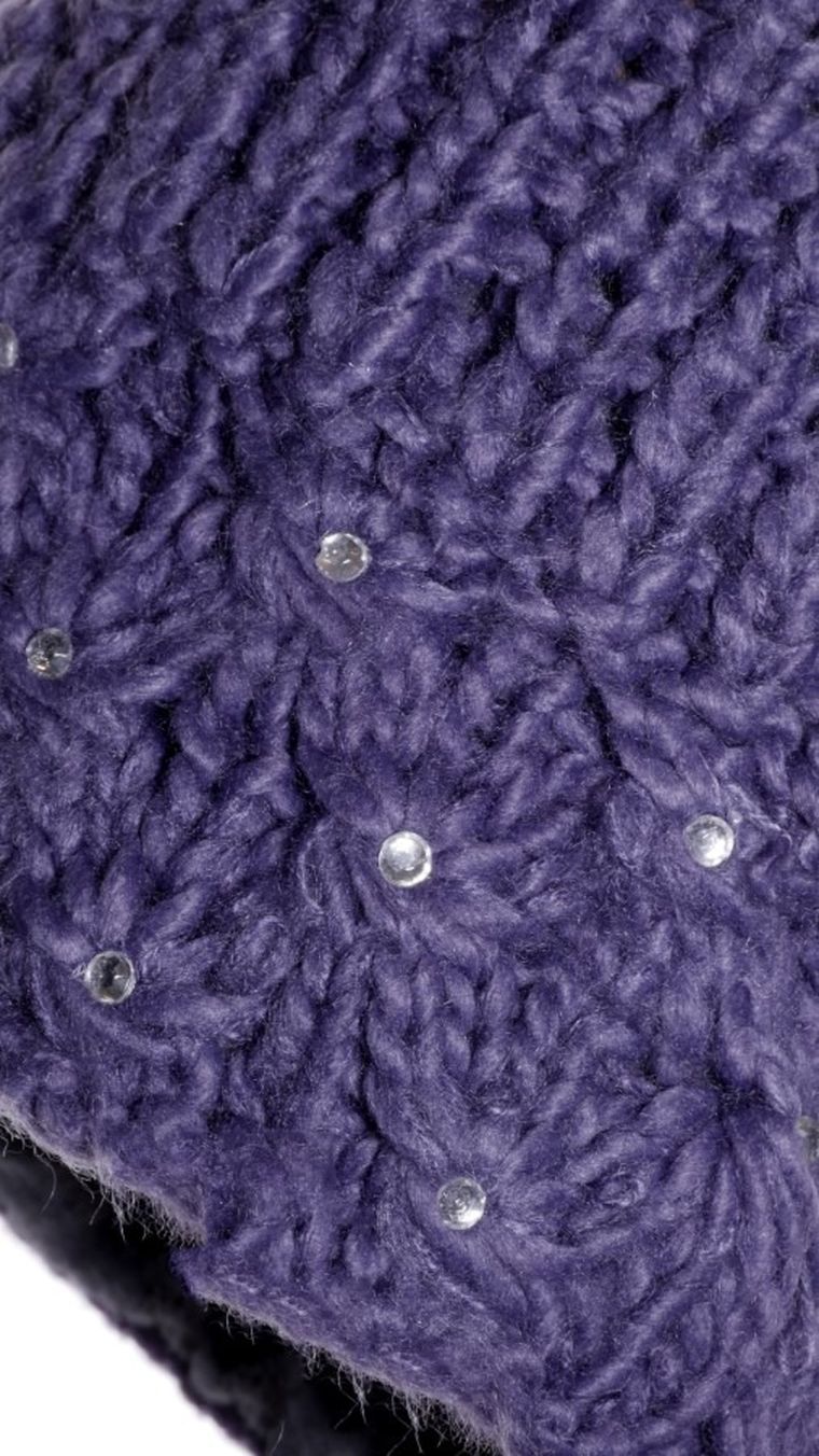 Czapka dziewczęca z pomponami, fioletowa, Ambra