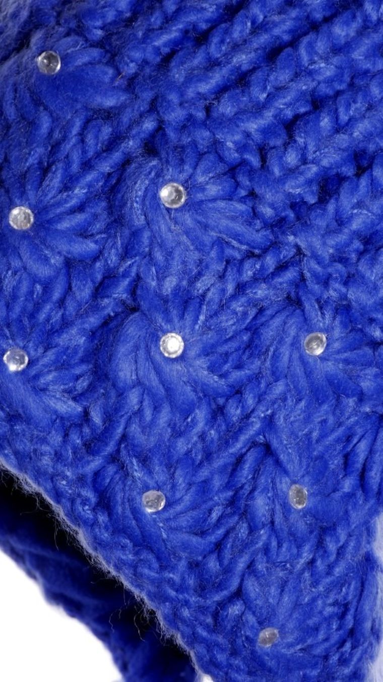 Czapka dziewczęca z pomponami, niebieska, Ambra