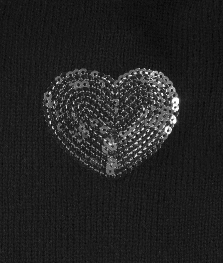 Czapka dziewczęca z pomponem, czarna, serca, Döll