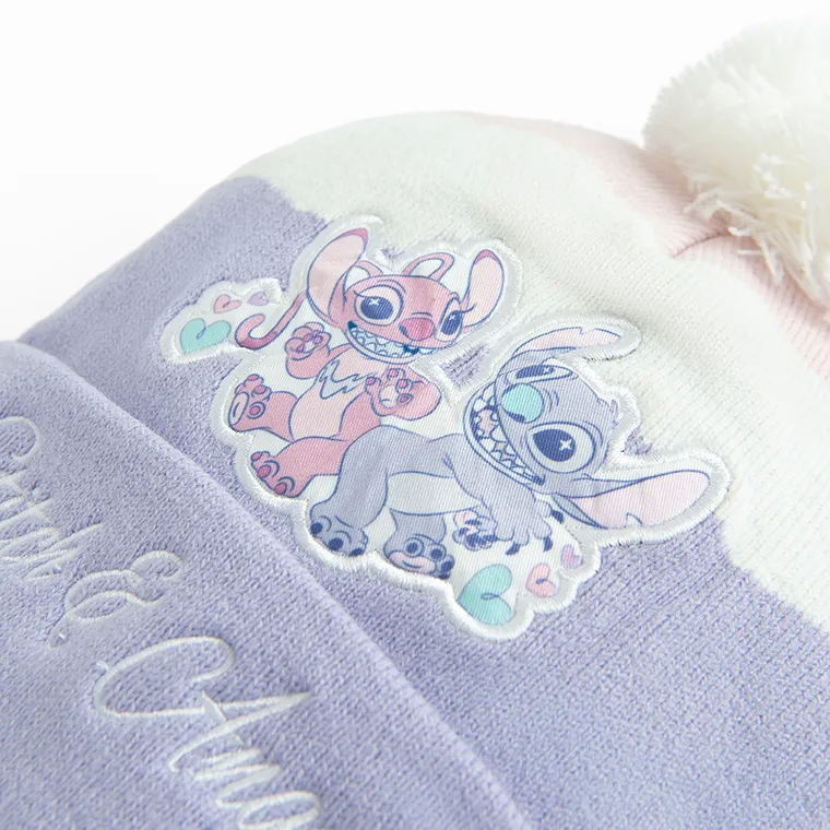 Czapka dziewczęca z pomponem, fioletowa, Lilo i Stitch, Licence Brand