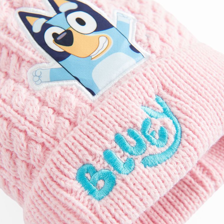 Czapka dziewczęca z pomponem, różowa, Bluey, Licence Brand