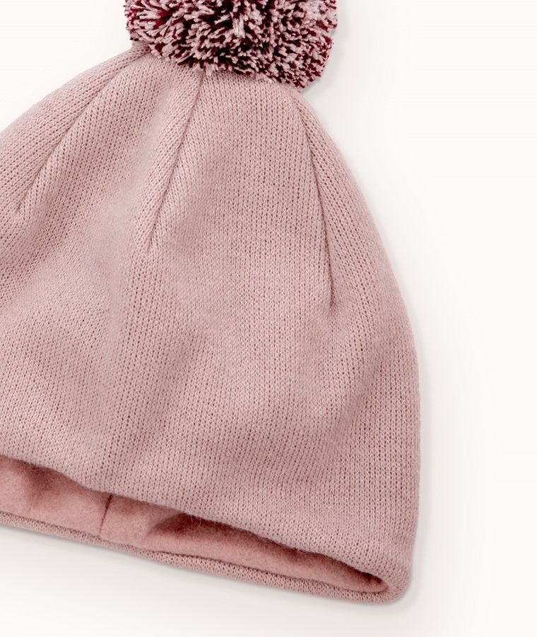 Czapka dziewczęca z pomponem, różowa, Iltom