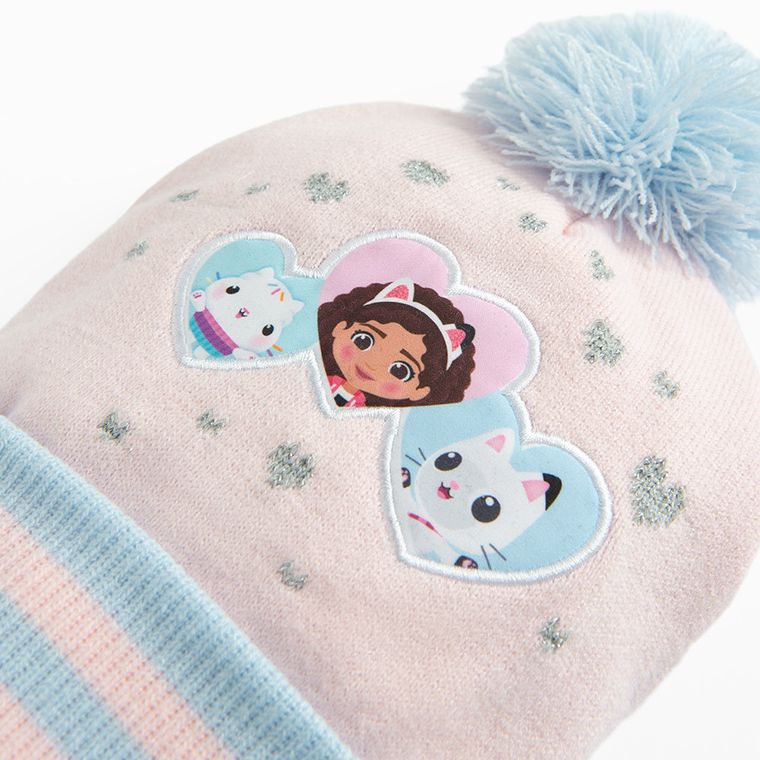 Czapka dziewczęca z pomponem, różowa, Koci Domek Gab, Licence Brand
