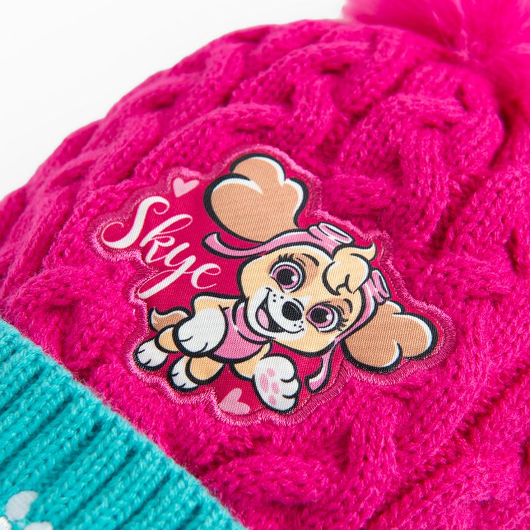 Czapka dziewczęca z pomponem, różowa, Psi Patrol, Licence Brand