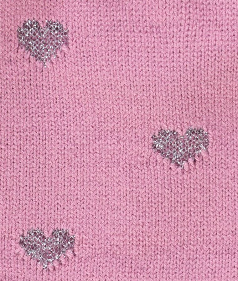 Czapka dziewczęca z pomponem, różowa, serduszka, Döll