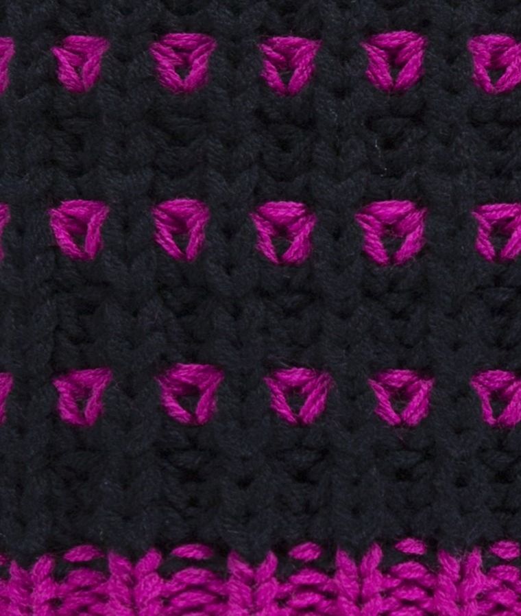 Czapka dziewczęca z pomponem, różowo-czarna, Doll